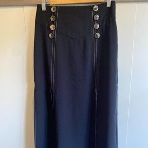 TOPSHOP Black Double Slit Midi Skirt